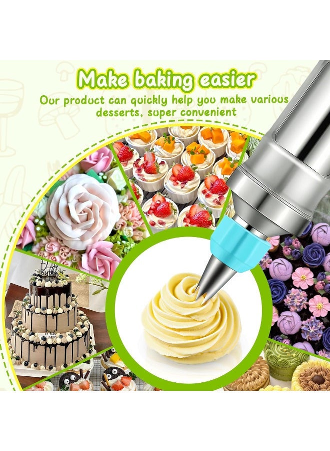 مجموعة محاقن تزيين الحلويات، طقم تزيين الكيك من الفولاذ المقاوم للصدأ مع 6 رؤوس تزيين، مجموعة رؤوس تزيين الكب كيك - Image 4